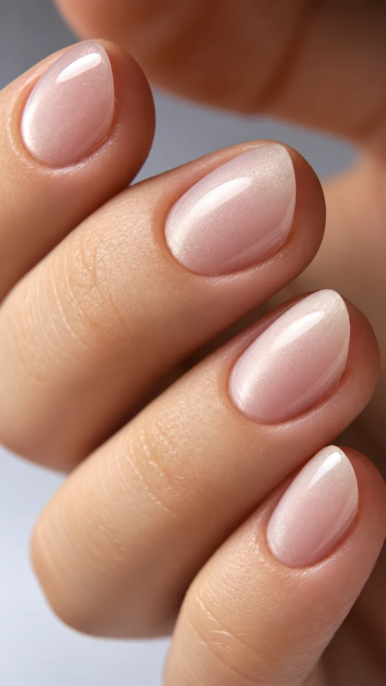 Nude rosé nacré sur ongles courts